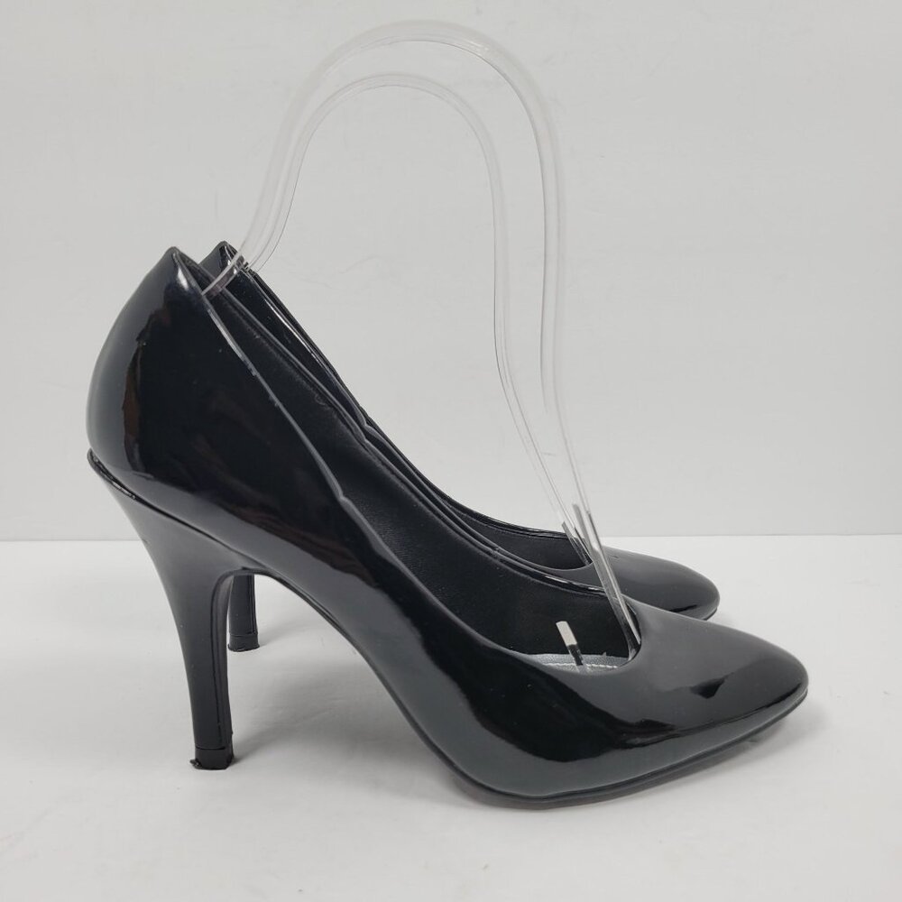 Fioni Faux Patent Leather Shiny Women's Black High Heels US Size 5